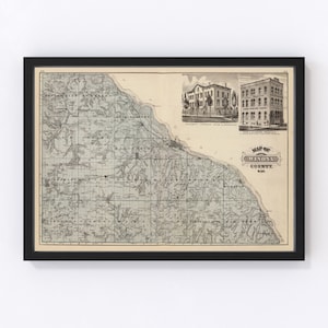 Winona County Map 1874, Vintage Winona County Map, Old Winona County Minnesota Art, Wall Art Gift for Winona County History Lovers Retro Dec