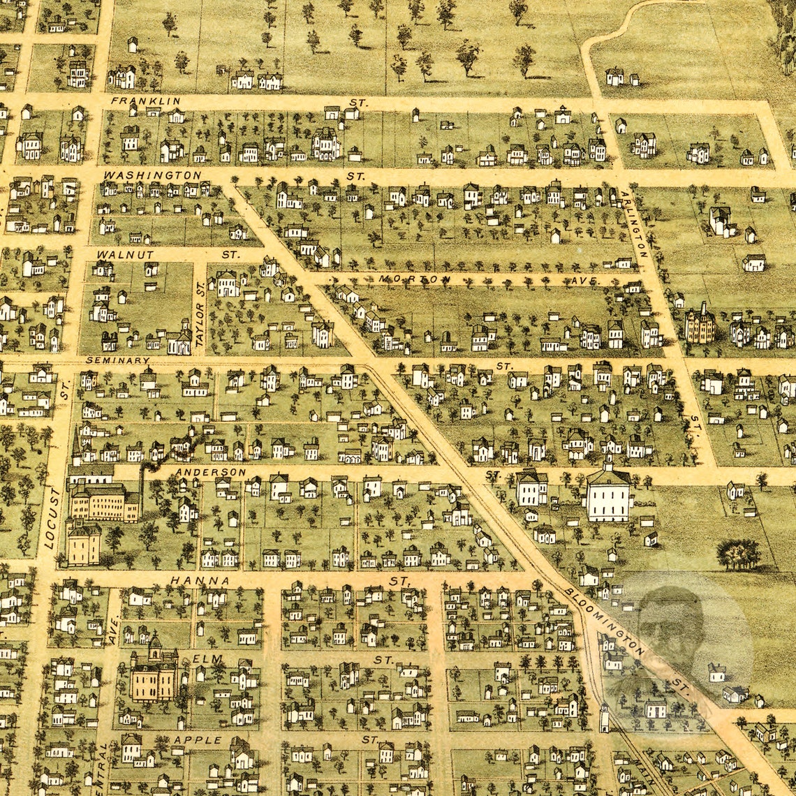 Greencastle Indiana Vintage Map From 1886 Old City Map Art Etsy