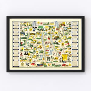 Finger Lakes Map 1934 - Old Map of Finger Lakes Art Vintage Print Framed Wall Art Canvas Portrait History Travel