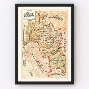 Manastir Region Map 1909, Vintage Manastir Region Map, Old Manastir Region Art, Wall Art Gift for Manastir Region History Lovers Retro Decor