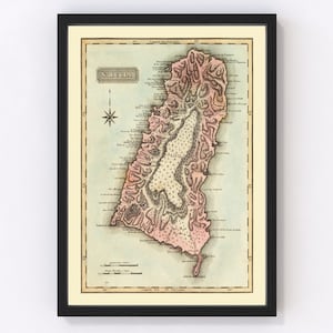 St Lucia Map 1823, Vintage St Lucia Map, Old St Lucia Art, Wall Art Gift for St Lucia History Lovers Retro Decor