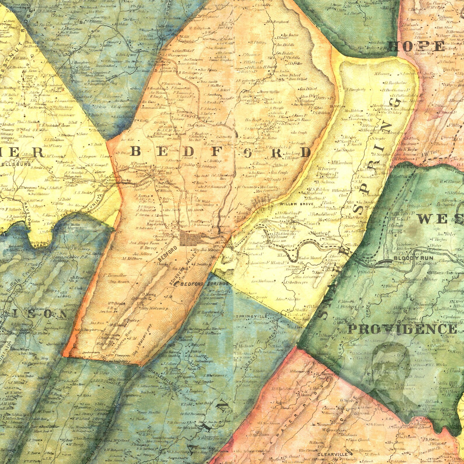 Bedford County Pennsylvania Vintage Map From 1861 Old Etsy