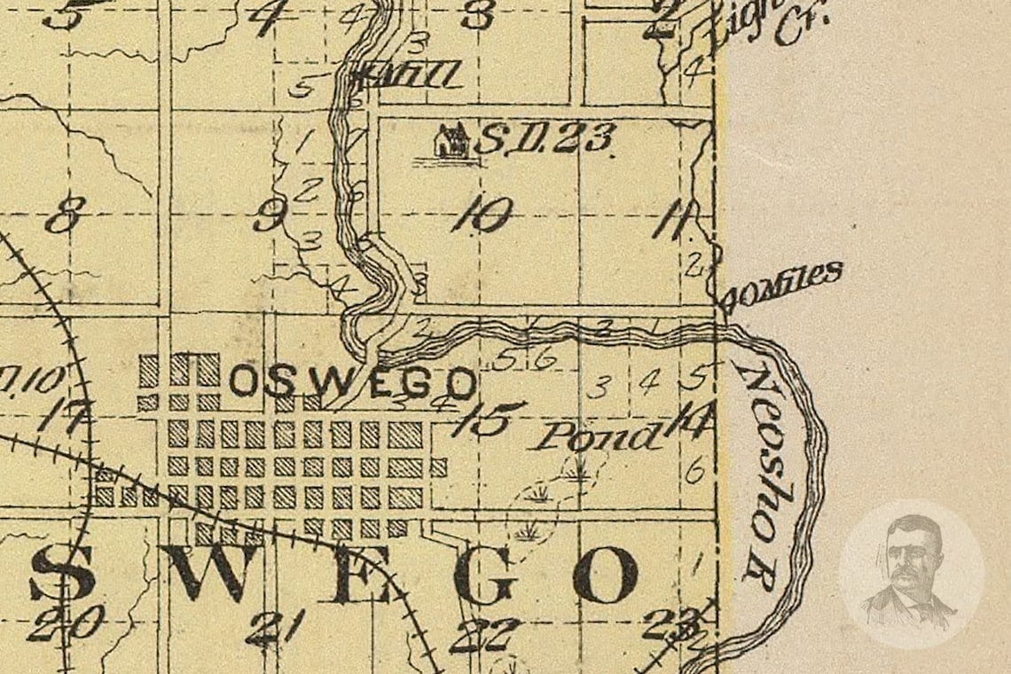 Vintage Labette County KS Map 1887 Old Kansas Map Etsy