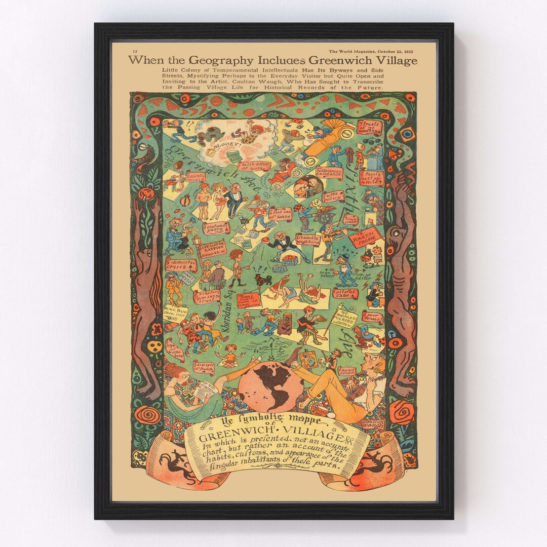 Greenwich Village Map 1922 - Old Map of Greenwich Village New York Art ...