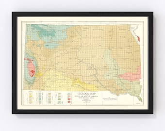 South Dakota Map 1932, Vintage South Dakota Map, Old South Dakota Art, Wall Art Gift for South Dakota History Lovers Retro Decor