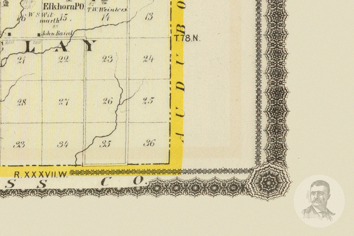 Vintage Shelby County IA Map 1875 Old Iowa Map Historical Etsy