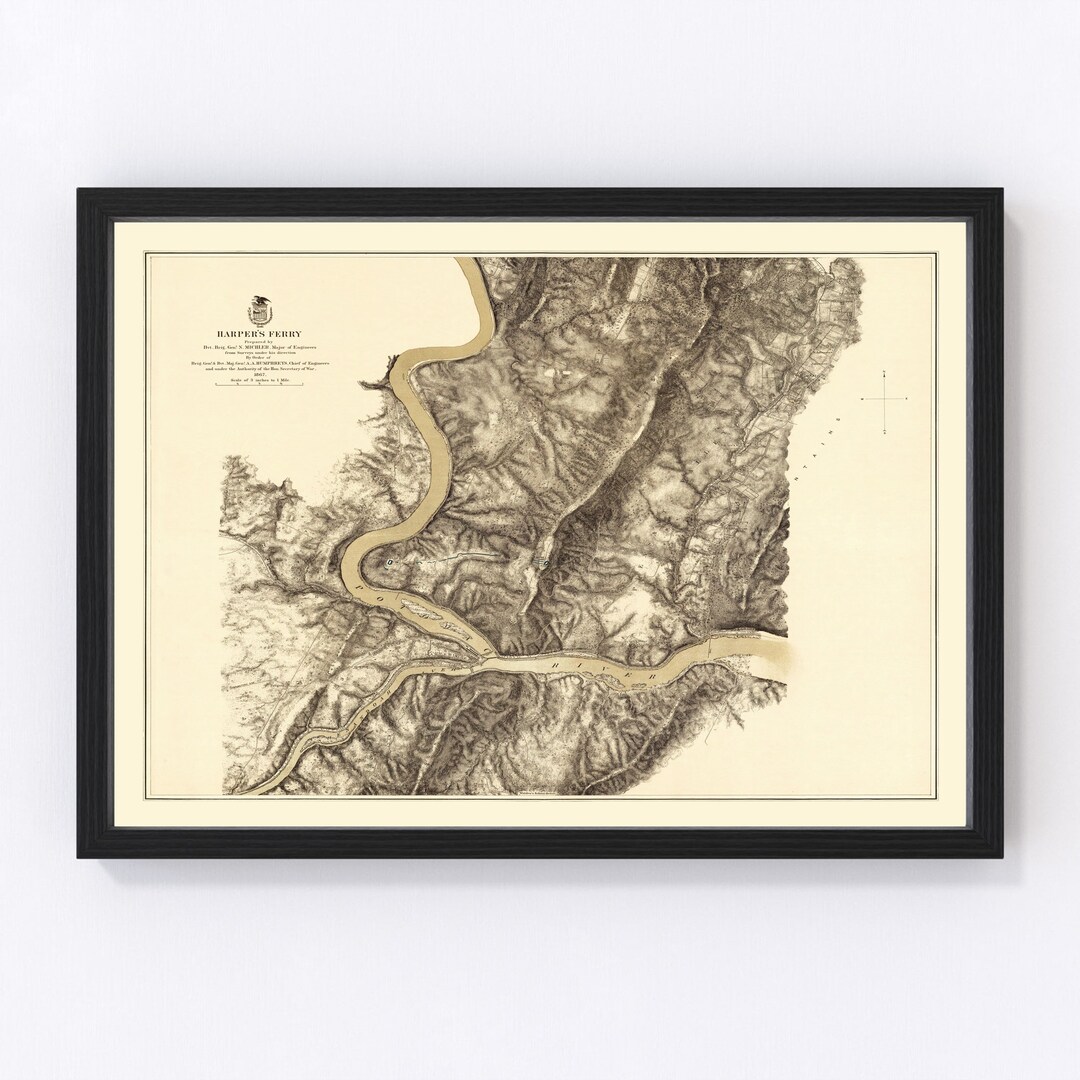 Harpers Ferry Map 1869, Vintage Harpers Ferry Map, Old Harpers Ferry ...