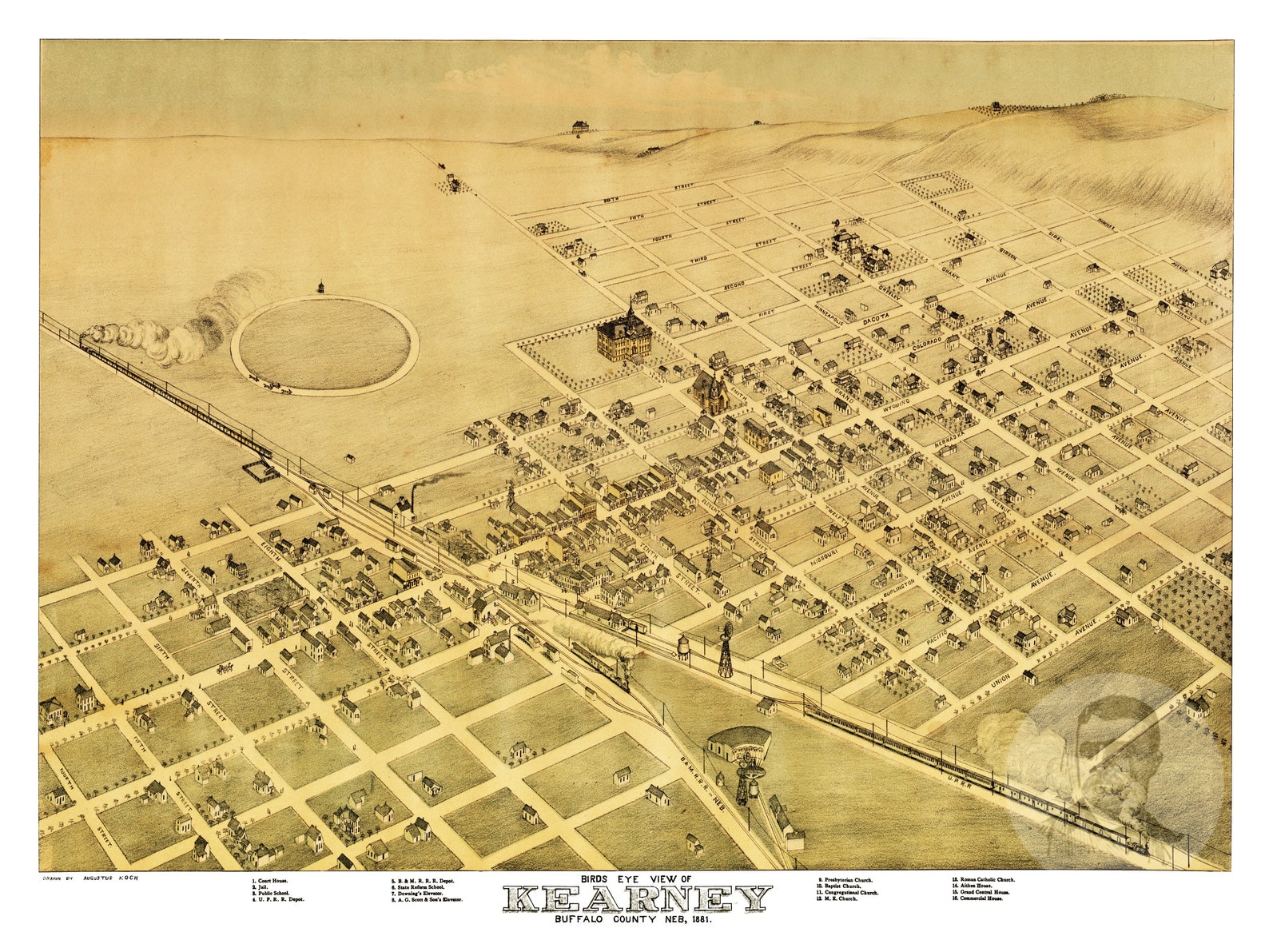 Kearney Nebraska Vintage Map From 1881 Old City Map Art  Etsy