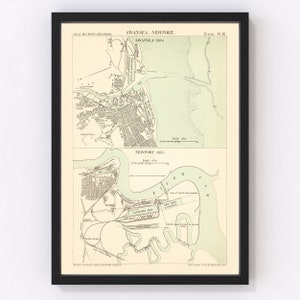 Swansea Map 1885, Vintage Swansea Map, Old Swansea Art, Wall Art Gift for Swansea History Lovers Retro Decor