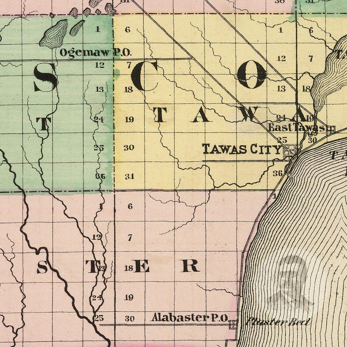 Iosco County Michigan Vintage Map From 1873 Old County Map Etsy