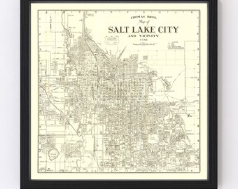 Salt Lake City Map 1935, Vintage Salt Lake City Map, Old Salt Lake City Utah Art, Wall Art Gift for Salt Lake City History Lovers Retro Deco