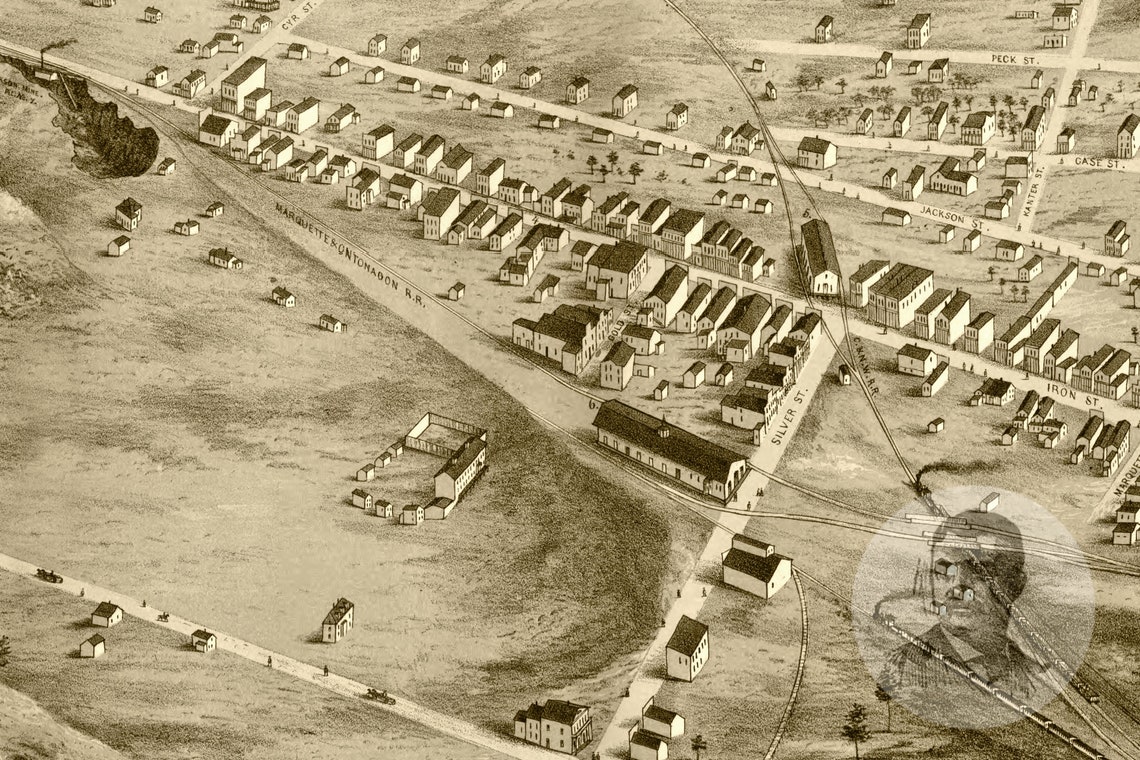 Vintage Negaunee Map 1871 Old Map of Negaunee Michigan Etsy