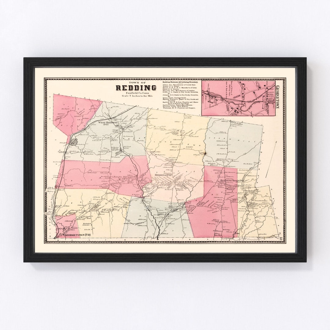 Map 1867 Old Map of Connecticut Art Vintage Print