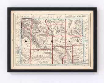 pillows /& cards etc in aqua WYOMING MAP Print lovely wedding map art Instant Download printable vintage map for framing totes