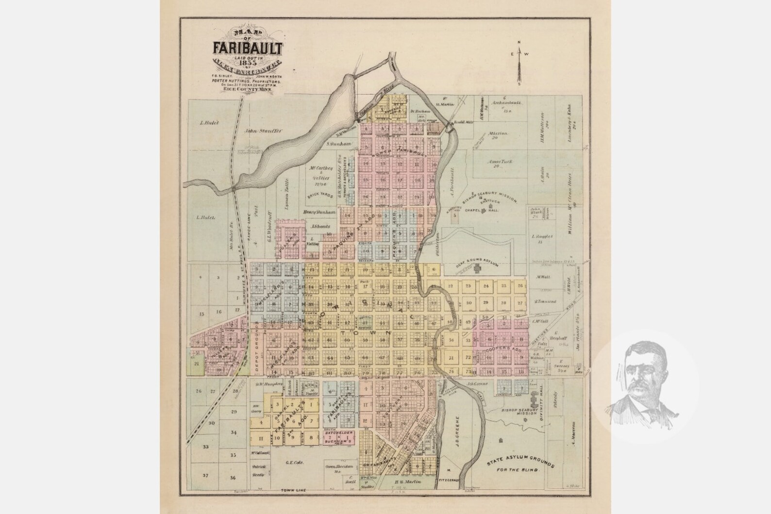 Vintage Faribault Map from 1874 Old Minnesota Map Historic Etsy