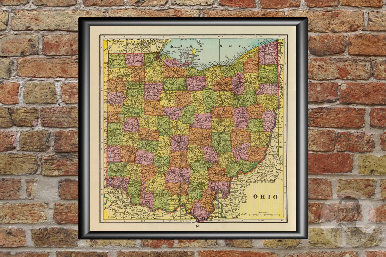 Vintage Ohio Map 1909 Old State Map of Ohio Historical Wall Etsy