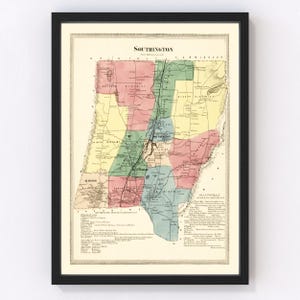 Southington Map 1869, Vintage Southington Map, Old Southington Connecticut Art, Wall Art Gift for Southington History Lovers Retro Decor