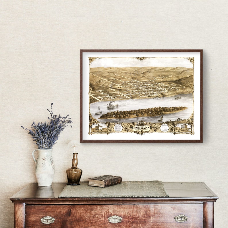 Hermann Map 1869 Old Map of Hermann Missouri Art Vintage Etsy Australia