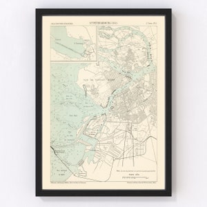 Saint Petersburg Map 1888, Vintage Saint Petersburg Map, Old Saint Petersburg Art, Wall Art Gift for Saint Petersburg History Lovers Retro D