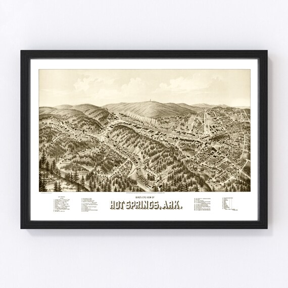 Hot Springs Map 1888 Old Map of Hot Springs Arkansas Art - Etsy
