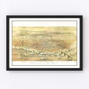 St. Louis Map 1874, Vintage St. Louis Map, Old St. Louis Missouri Art, Wall Art Gift for St. Louis History Lovers Retro Decor