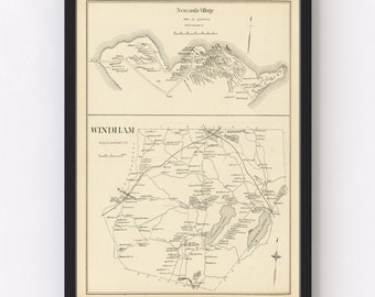 New Castle Map 1892, Vintage New Castle Map, Old New Castle New Hampshire Art, Wall Art Gift for New Castle History Lovers Retro Decor
