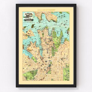 Sydney Map 1909, Vintage Sydney Map, Old Sydney Art, Wall Art Gift for Sydney History Lovers Retro Decor