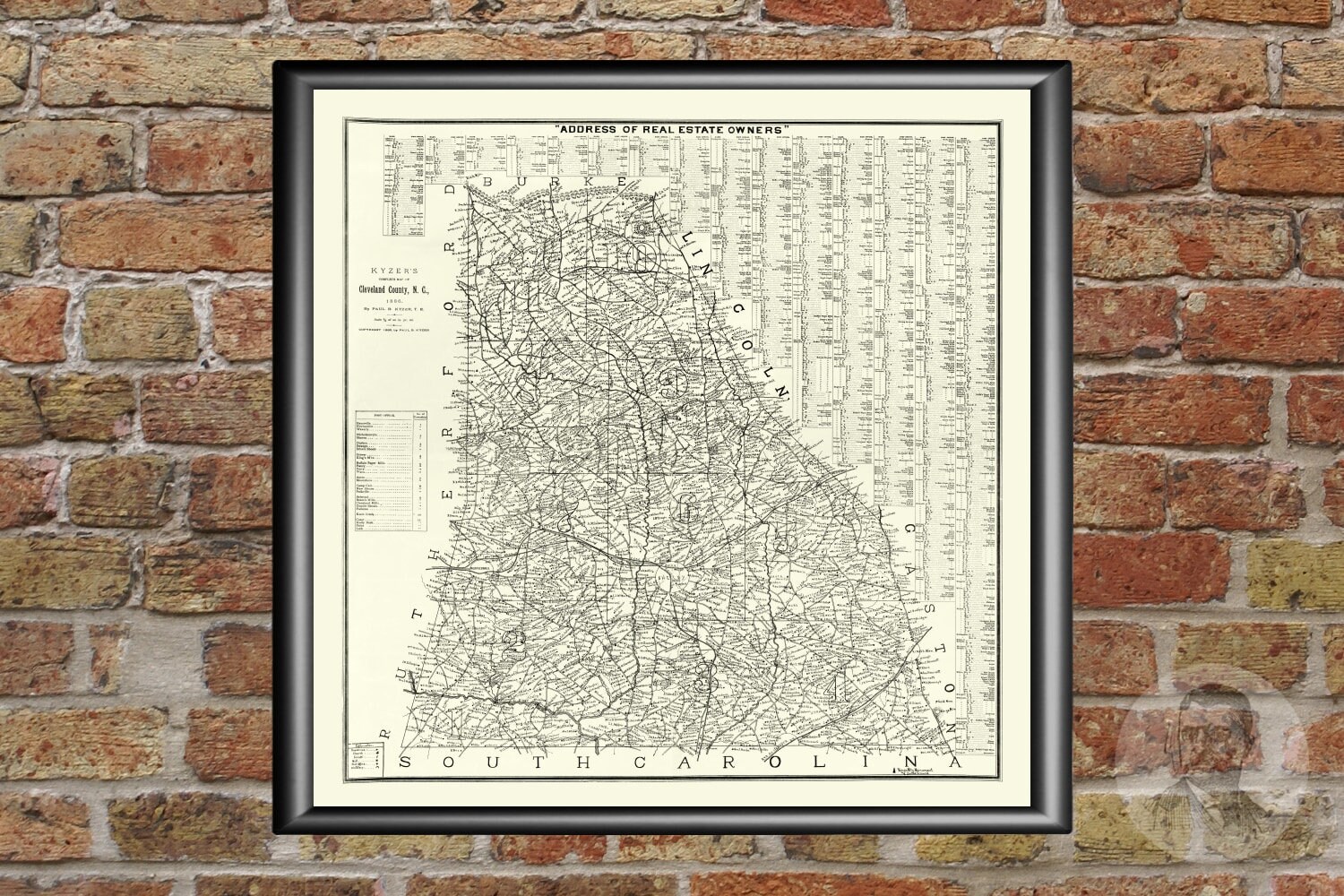 Vintage Cleveland County Map 1886 Old Map of Cleveland | Etsy
