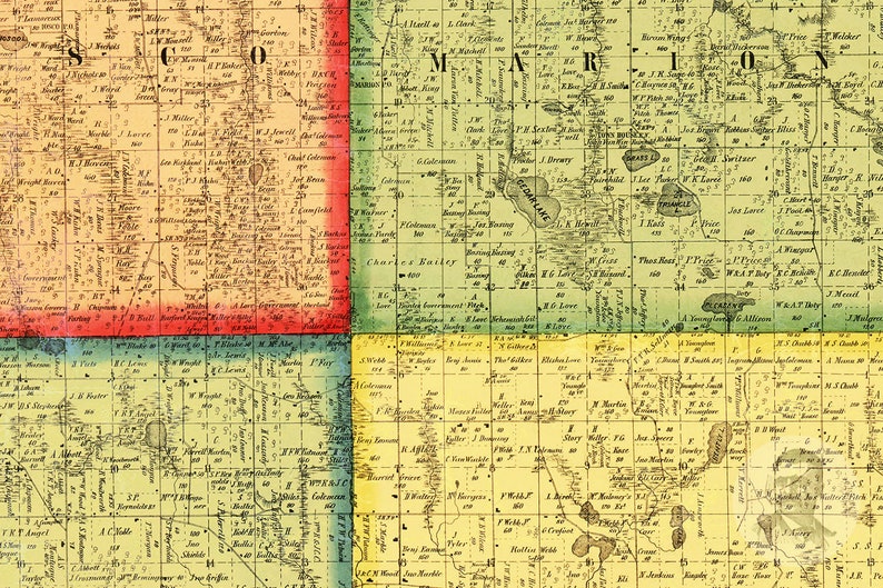 Vintage Ingham County Map 1859 Old Map of Ingham County Etsy
