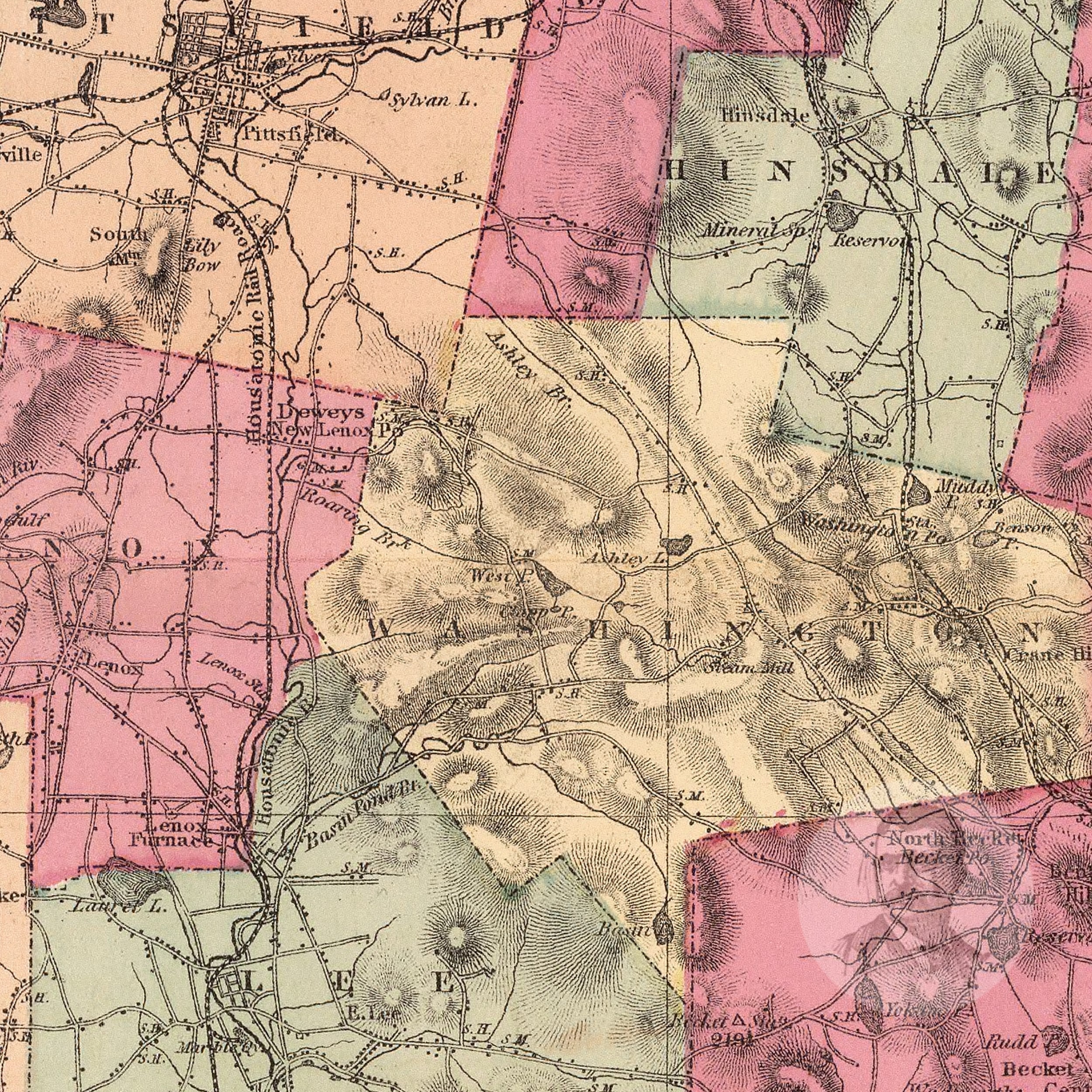 Berkshire County Massachusetts Vintage Map From 1871 Old Etsy