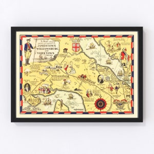 Jamestown Map 1930 - Old Map of Jamestown Virginia Art Vintage Print ...
