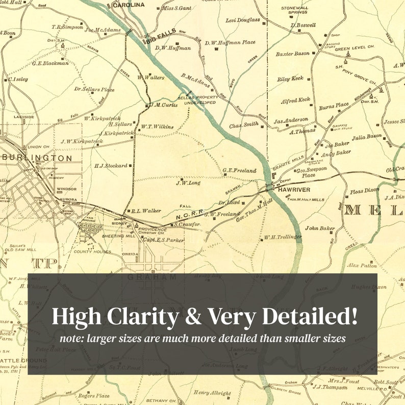 Alamance County North Carolina Map 1893 Old Map of Alamance Etsy