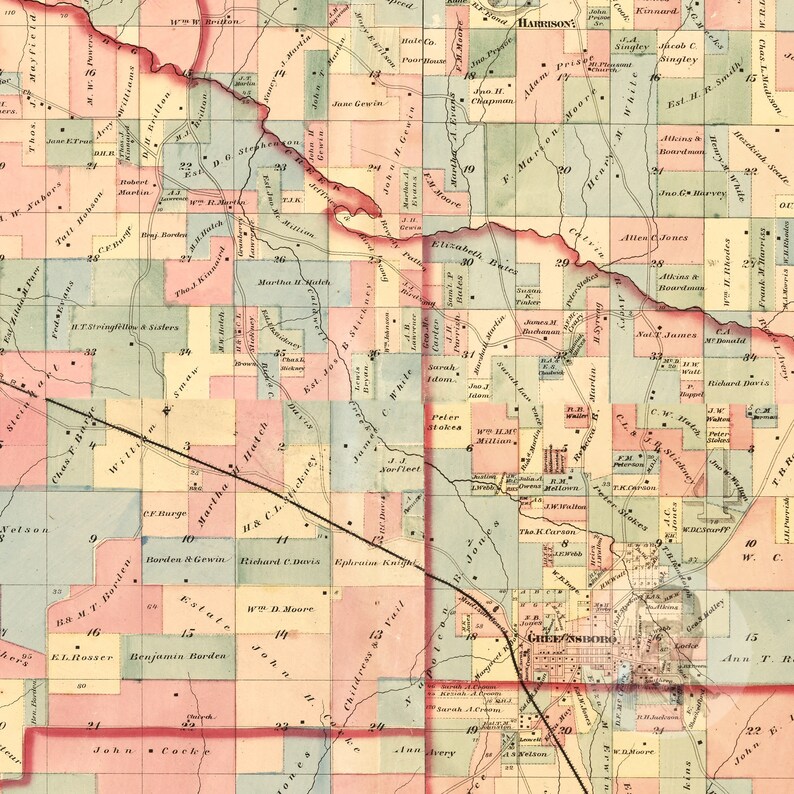 Hale County Alabama Vintage Map From 1870 Old County Map Etsy