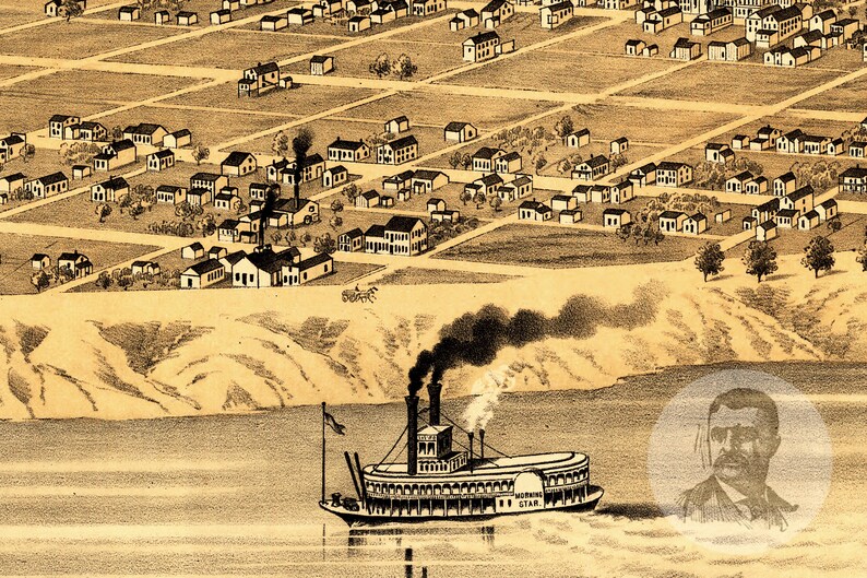 Vintage Tell City Map 1870 Old Map of Tell City Indiana Etsy