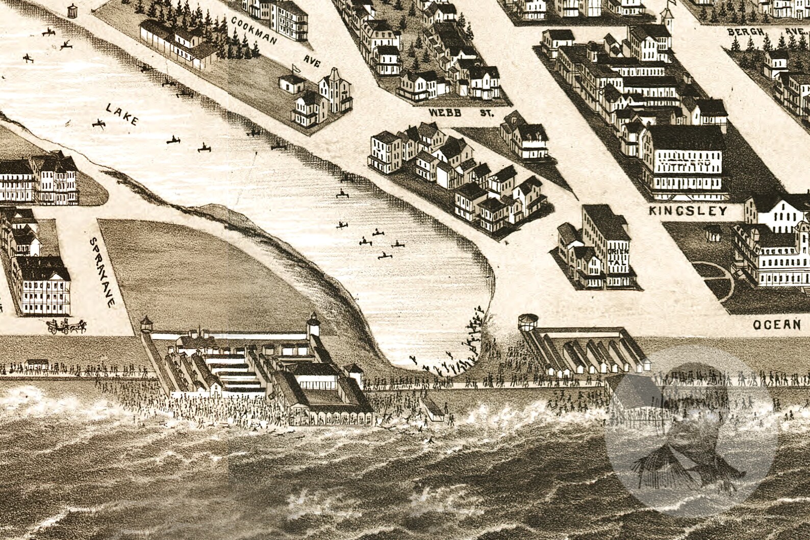 Vintage Ocean Grove Map 1881 Old Map of Ocean Grove New Etsy
