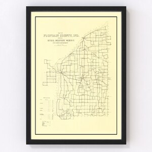 Fountain County Map 1911, Vintage Fountain County Map, Old Fountain County Indiana Art, Wall Art Gift for Fountain County History Lovers Ret