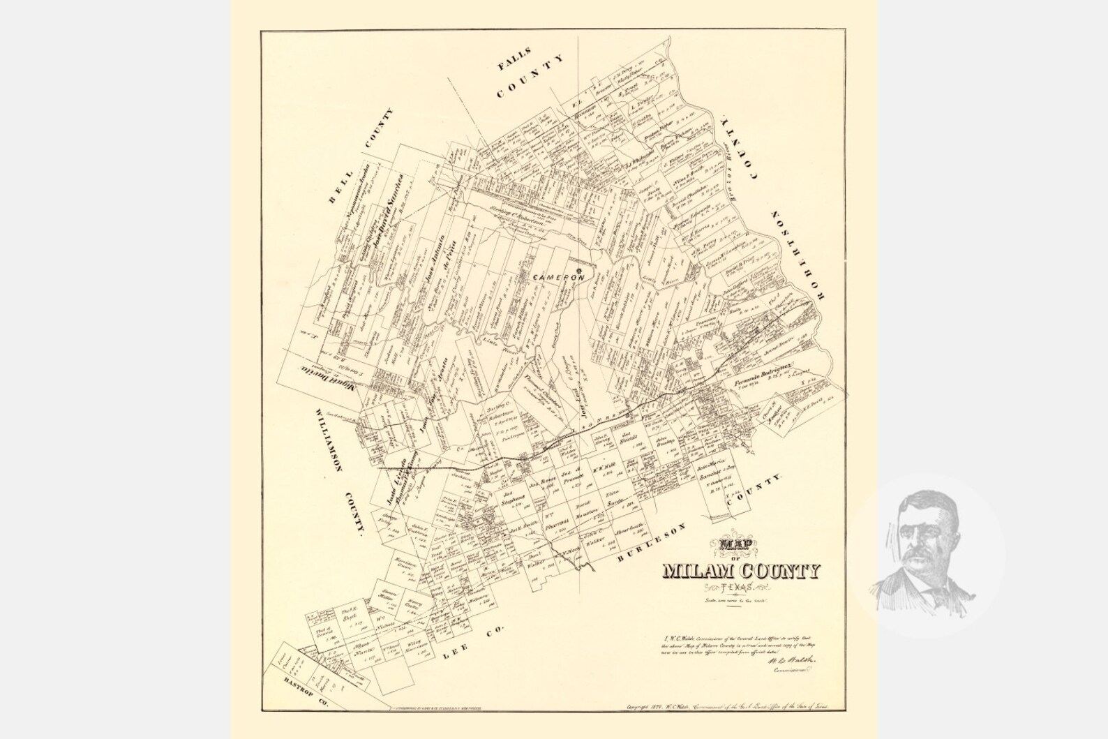 Vintage Milam County Map 1879 Old Map of Milam County Texas Etsy