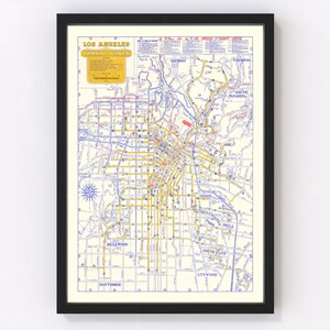 Los Angeles Map 1946, Vintage Los Angeles Map, Old Los Angeles California Art, Wall Art Gift for Los Angeles History Lovers Retro Decor