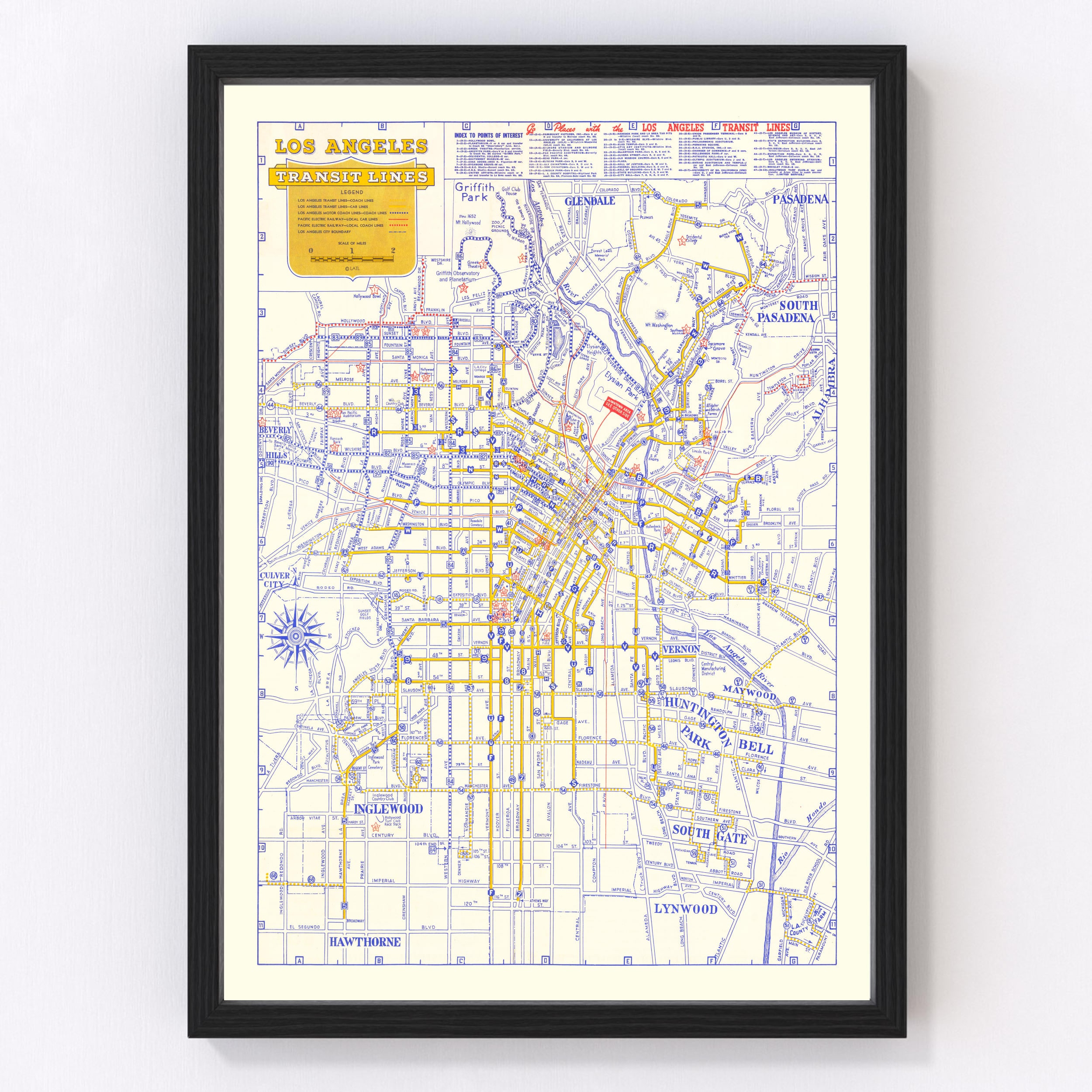 Los Angeles Map 1946, Vintage Los Angeles Map, Old Los Angeles