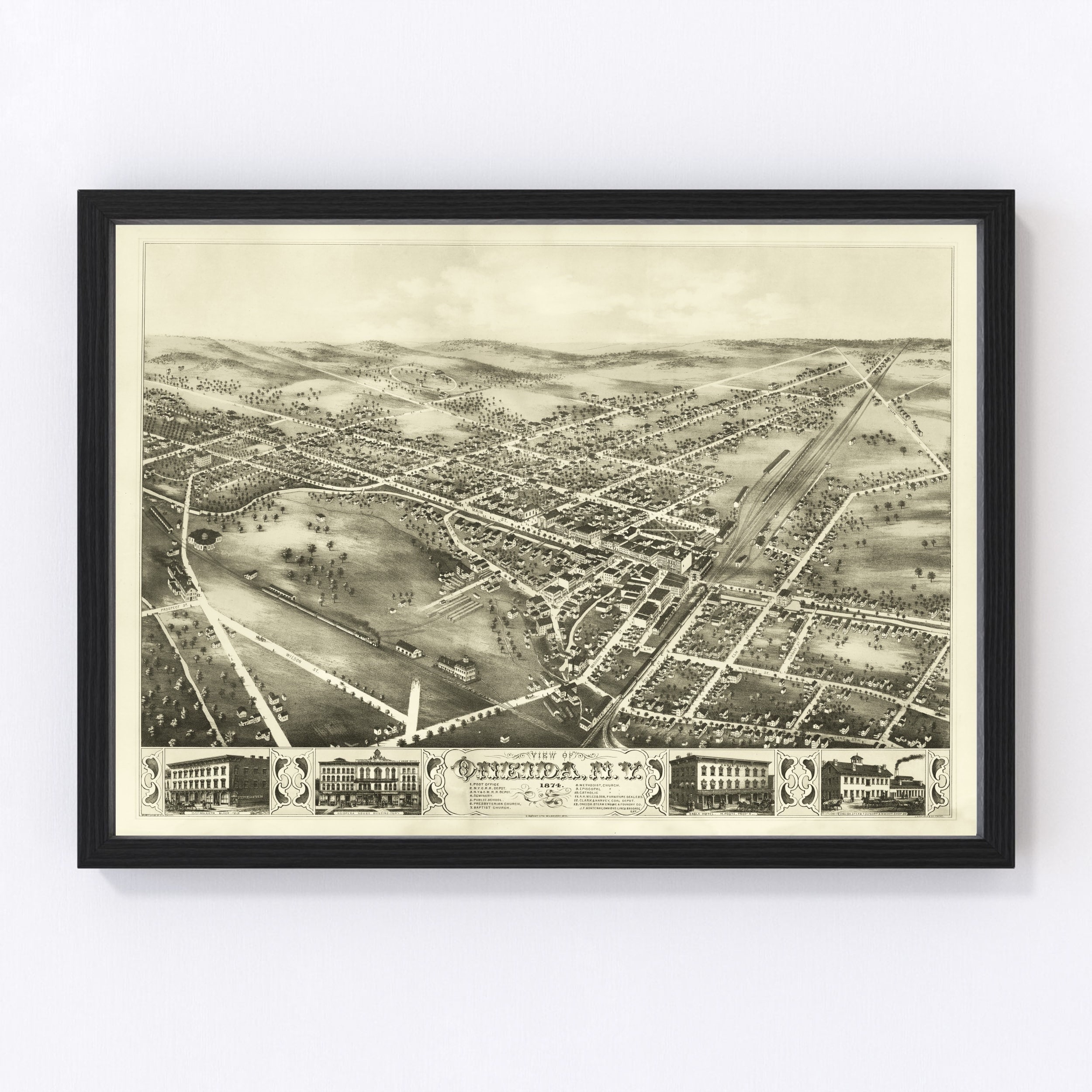 Oneida Map 1874 Old Map of Oneida New York Art Vintage Print Etsy