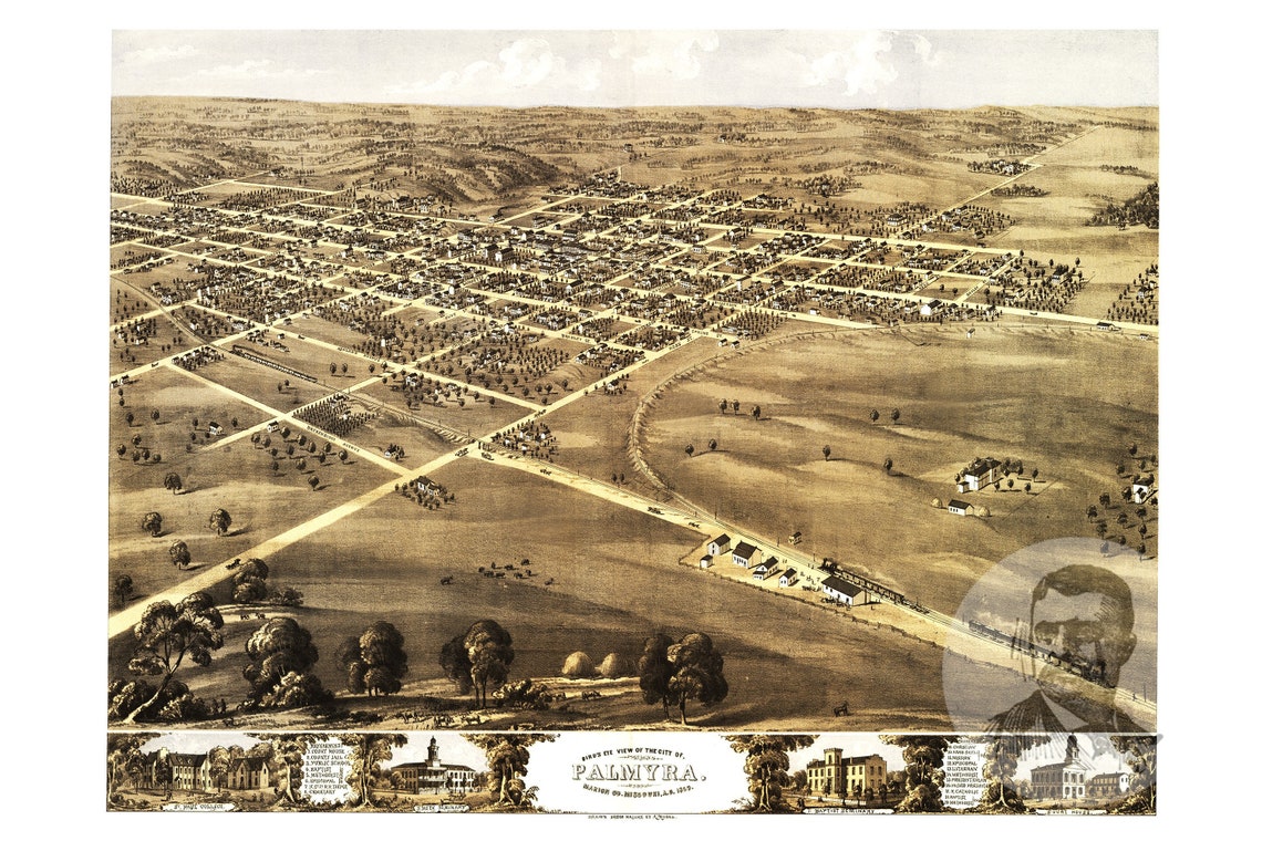 Vintage Palmyra Map 1869 Old Map of Palmyra Missouri Etsy