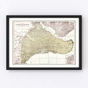 Istanbul Map 1901, Vintage Istanbul Map, Old Istanbul Art, Wall Art Gift for Istanbul History Lovers Retro Decor