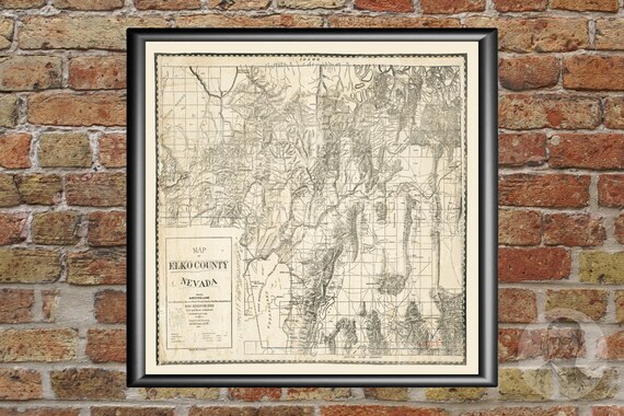 Vintage Elko County Map 1894 Old Map of Elko County Nevada | Etsy
