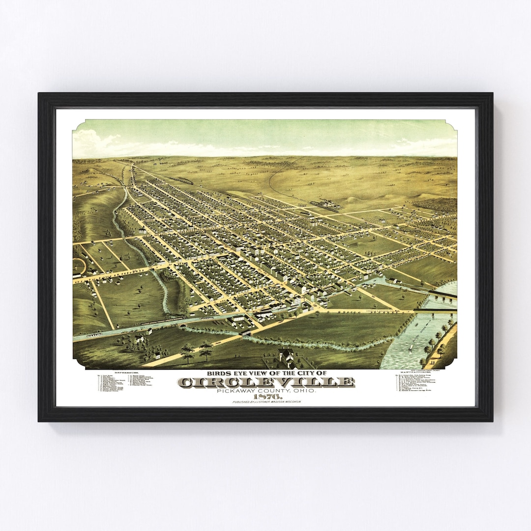 Circleville Map 1876 Old Map of Circleville Ohio Art Vintage Print