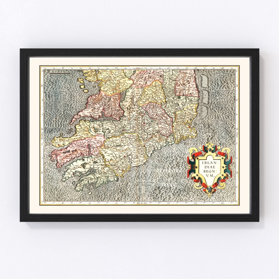 The Kingdom of Ireland Map Art Vintage Print From 1623 Old Etsy