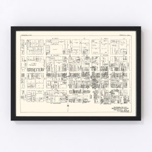Springfield Map 1929 - Old Map of Springfield Business Section Ohio Art Vintage Print Framed Canvas Portrait History Genealogy Farmhouse