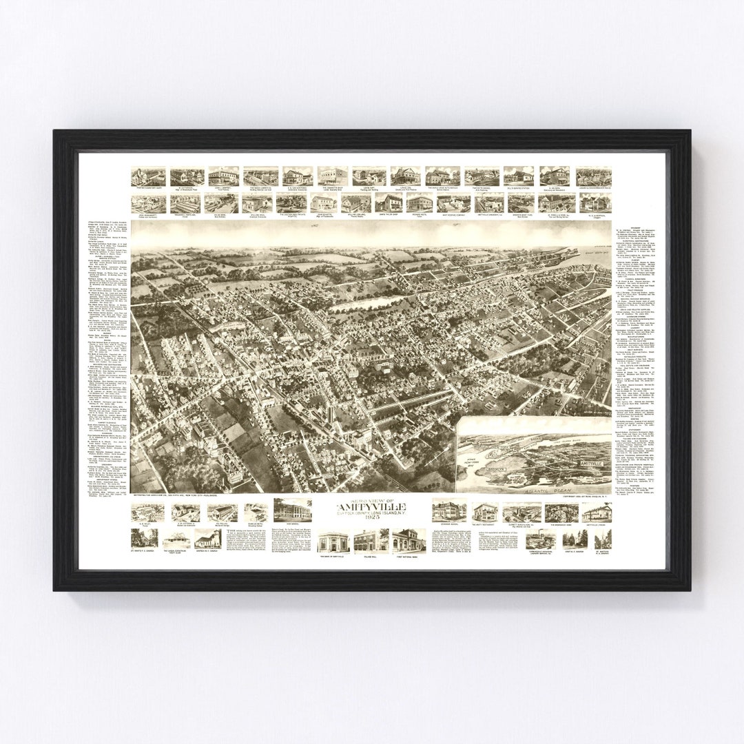 Amityville Map 1925 Old Map of Amityville New York Art Vintage Print