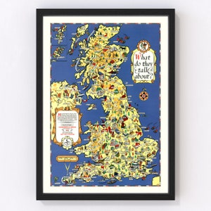 Great Britain Map 1951, Vintage Great Britain Map, Old Great Britain Art, Wall Art Gift for Great Britain History Lovers Retro Decor
