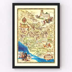 Ventura County Map 1965, Vintage Ventura County Map, Old Ventura County Pennsylvania Art, Wall Art Gift for Ventura County History Lovers Re