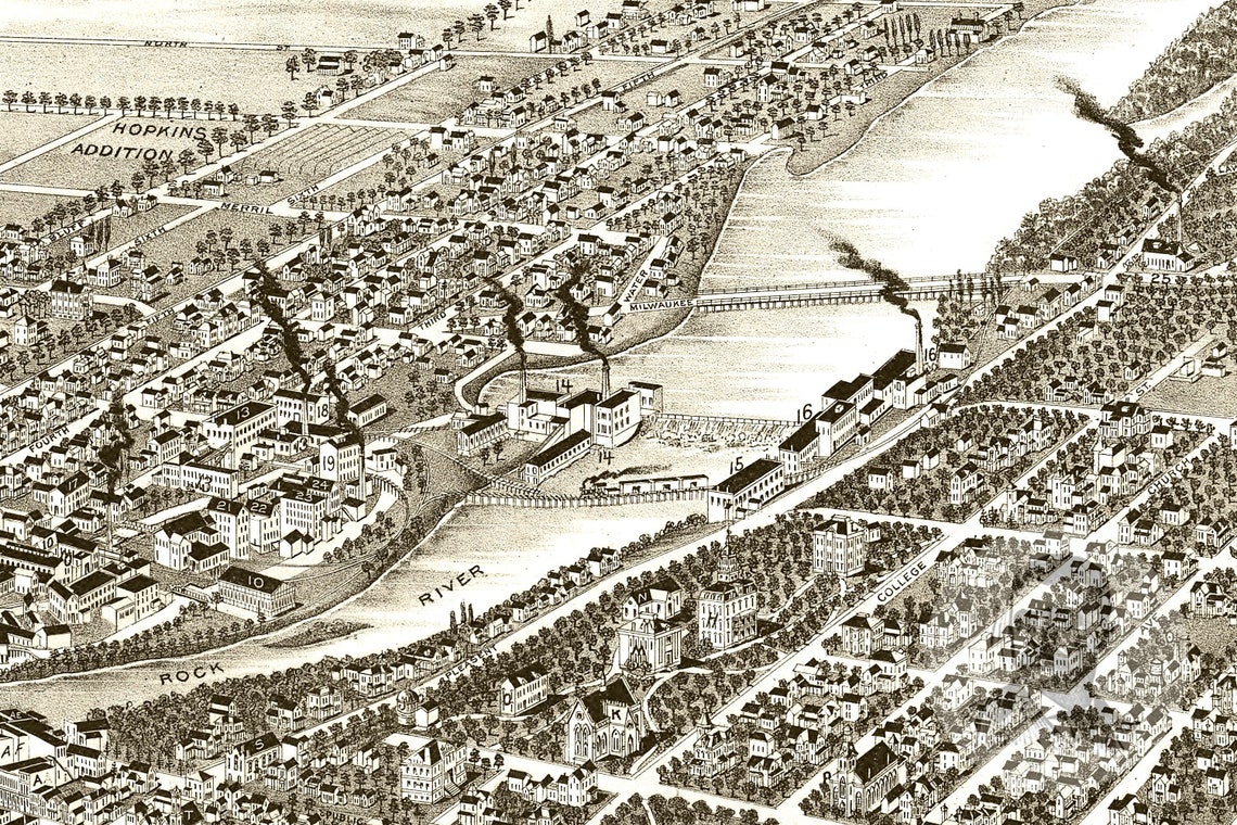Vintage Beloit Map 1890 Old Map of Beloit Wisconsin | Etsy
